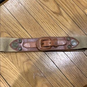 AnnTaylor leather/stretchy canvas belts